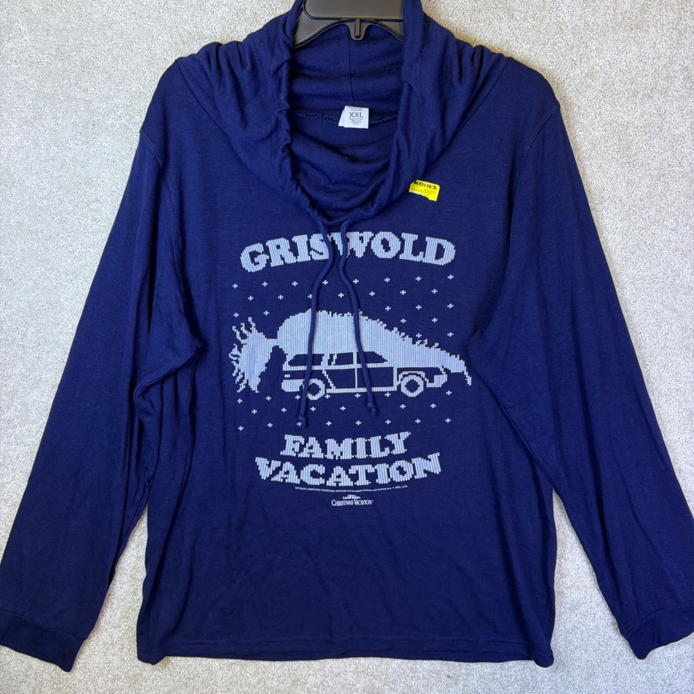 National Lampoon Christmas Vacation Hoodie Wmns XXL Blue Griswold Scuba Neck NEW